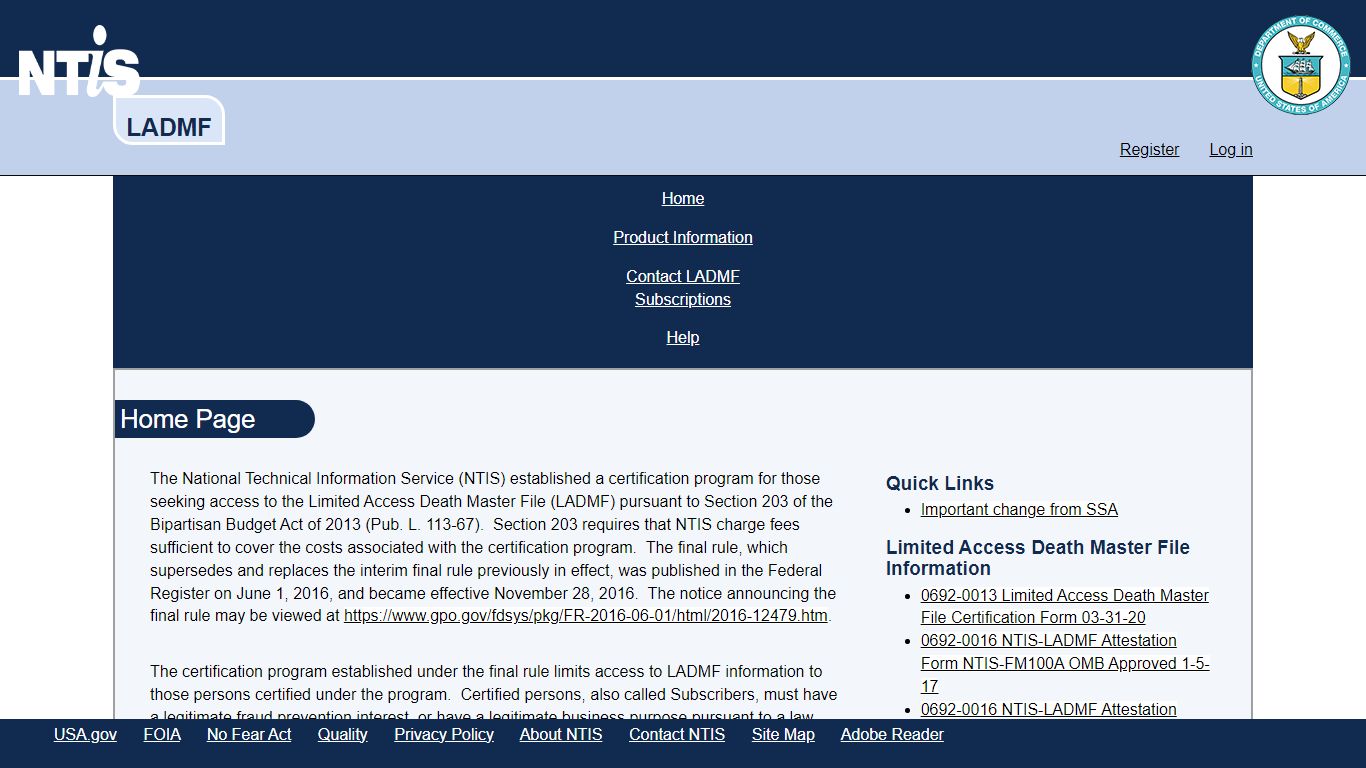 Home Page (LADMF) - National Technical Information Service